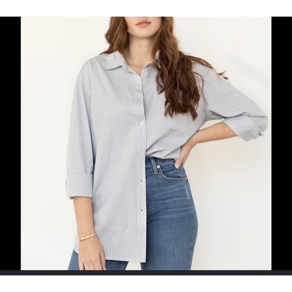 ABLE Harris Oversized Button Up Shirt XL Gray 100% Cotton Minimalist Luxury